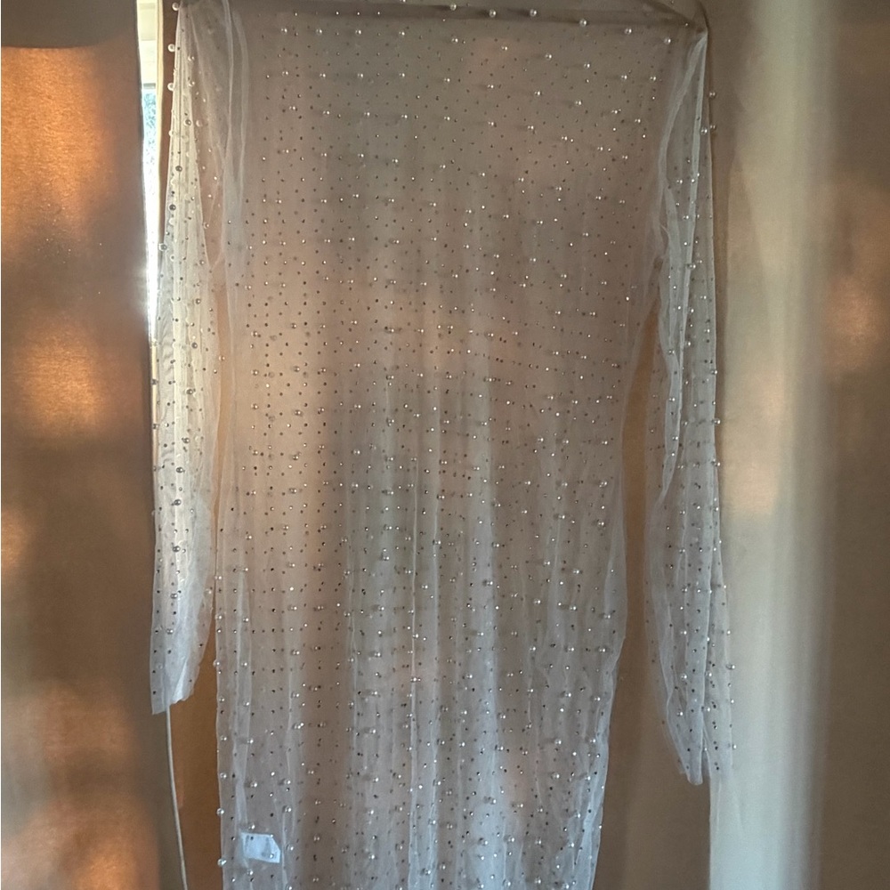 Pearl-Embellished Swimuit Coverup
